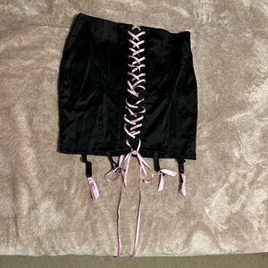 Sugar Thrillz Black and Pink Corset Mini Skirt
